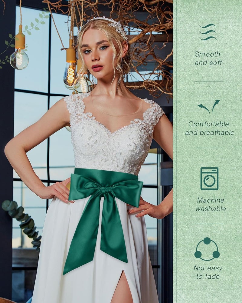 Glitopper Women Satin Waist Belts Dress Sash Waist Belt for Special Occasion Bridal Wedding Prom Formal 3.5'' Wide - Image 3